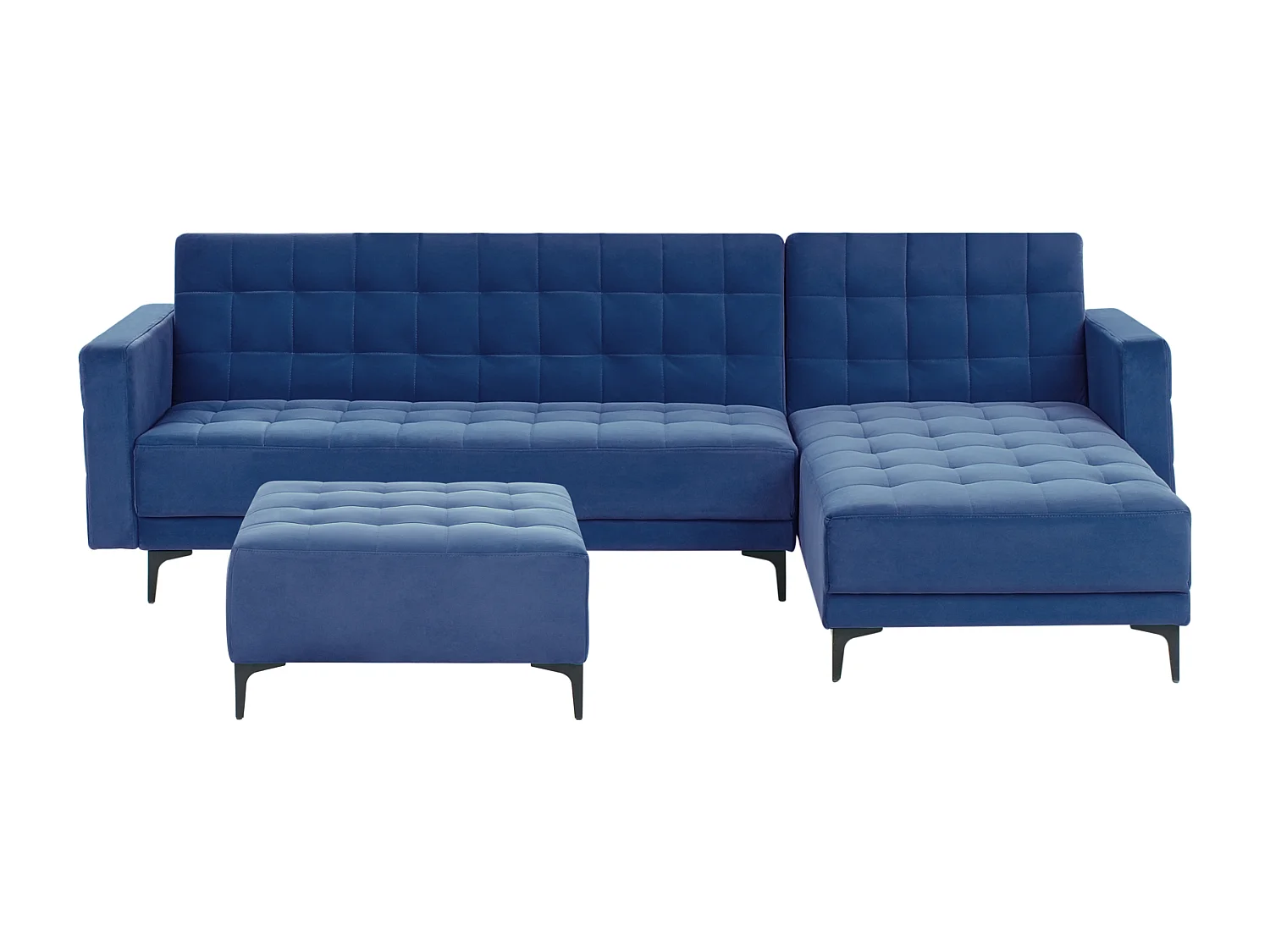 Canapé-Lit d'Angle à droite 4 Places avec Ottoman Dossier Réglable en Velours Bleu Aberdeen
