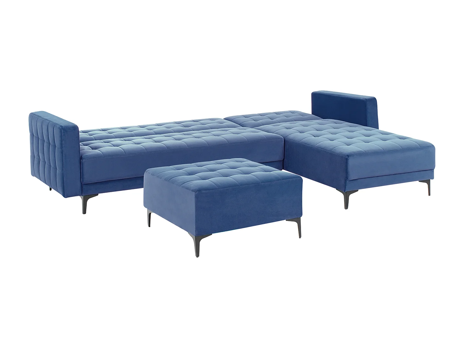 Canapé-Lit d'Angle à droite 4 Places avec Ottoman Dossier Réglable en Velours Bleu Aberdeen