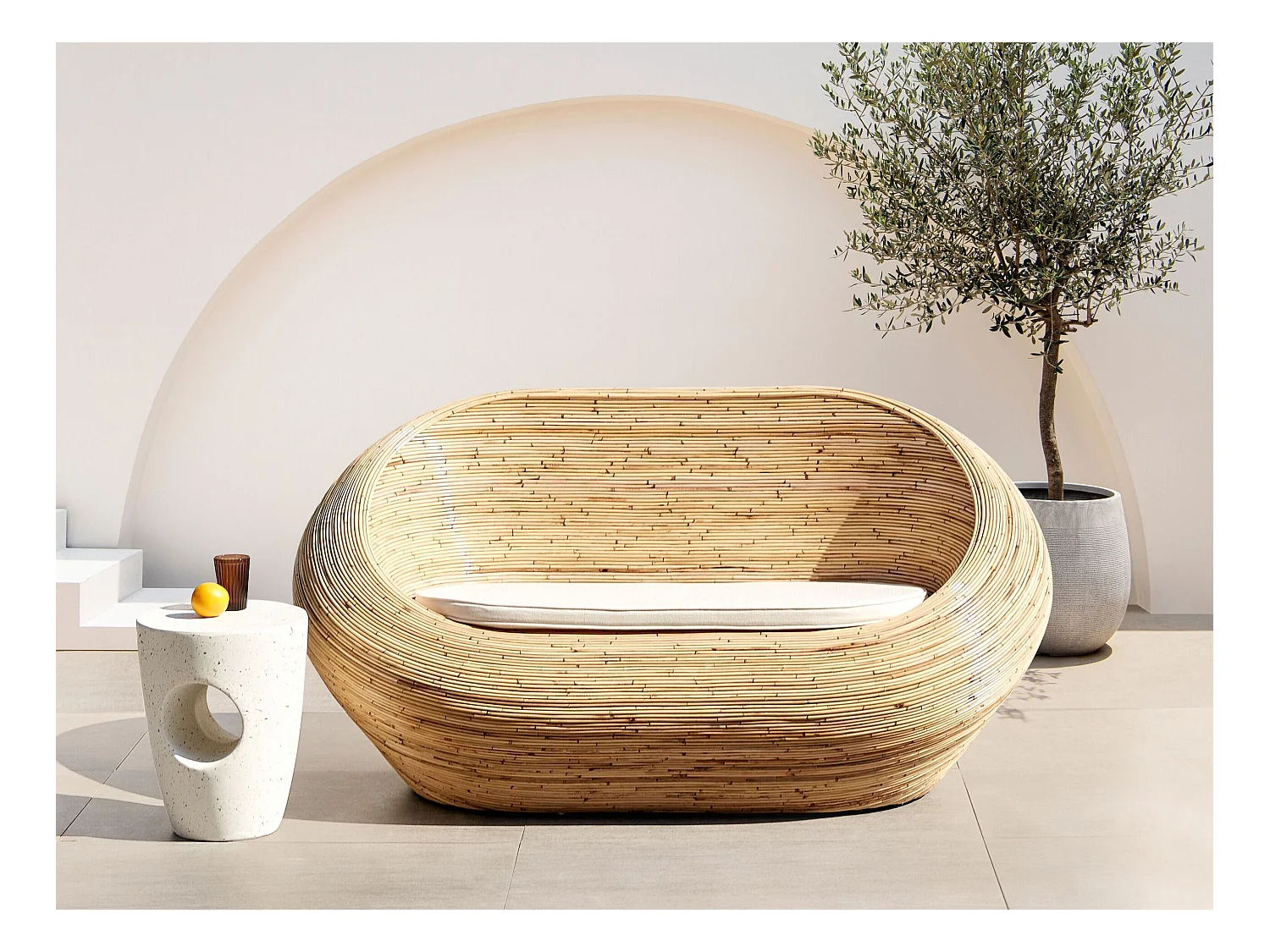 Sofa ogrodowa dla 2 osób MAIORI Rattan Naturalny