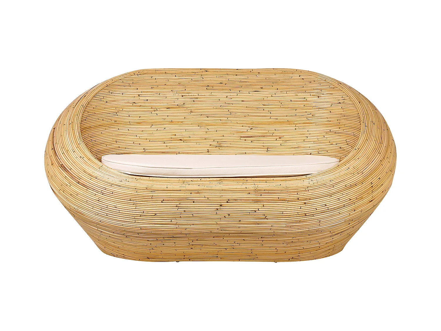 2-Sitzer Nest Gartensofa Rattan natürlich oval mit Kissen Out- & Indoor Maiori