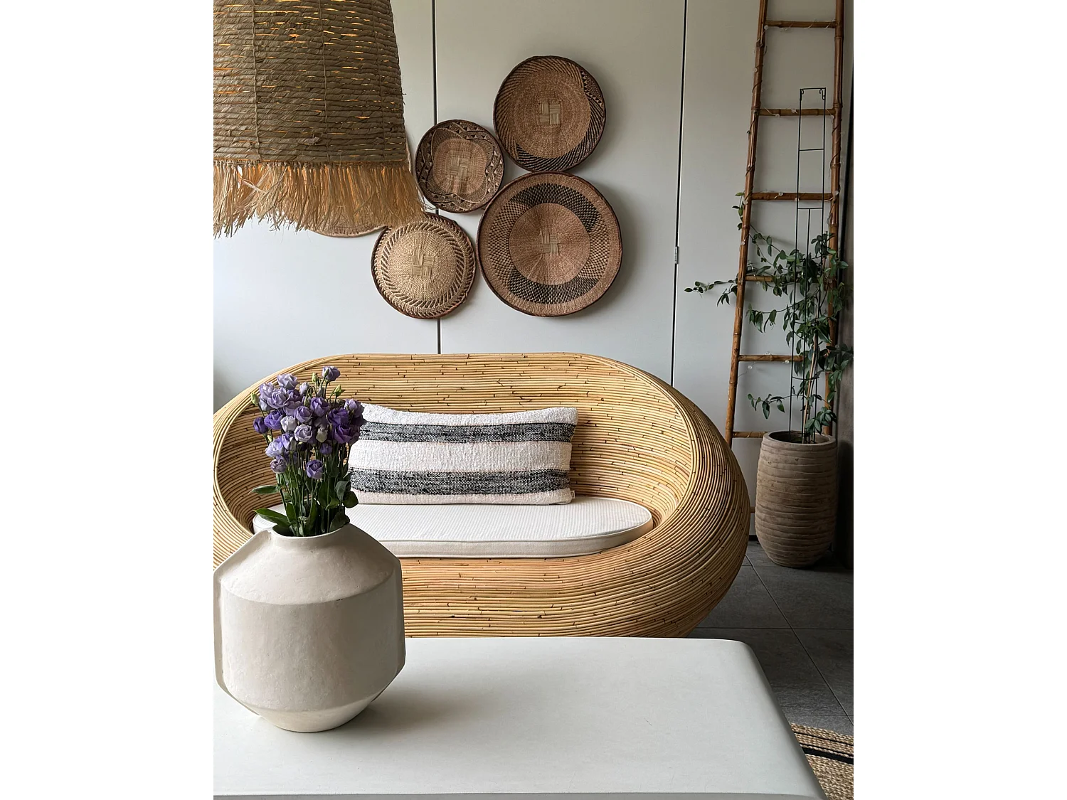 Tuin loungebank 2-zitter MAIORI Rotan Natuurlijk