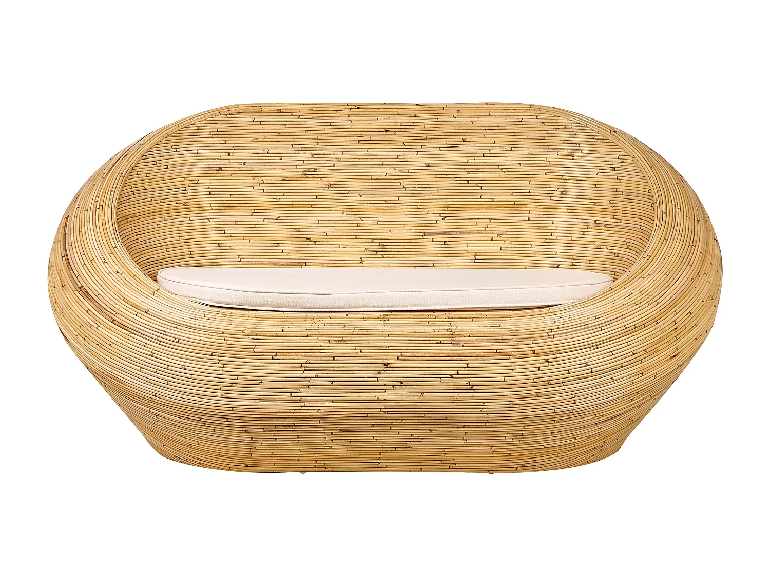 2-Sitzer Nest Gartensofa Rattan natürlich oval mit Kissen Out- & Indoor Maiori