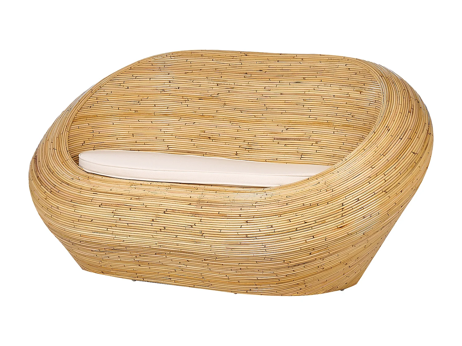 2-Sitzer Nest Gartensofa Rattan natürlich oval mit Kissen Out- & Indoor Maiori