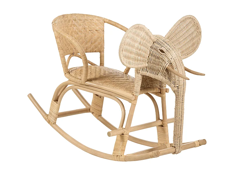 Cadeira de baloiço forma de elefante em rattan natural AMPOLLINO