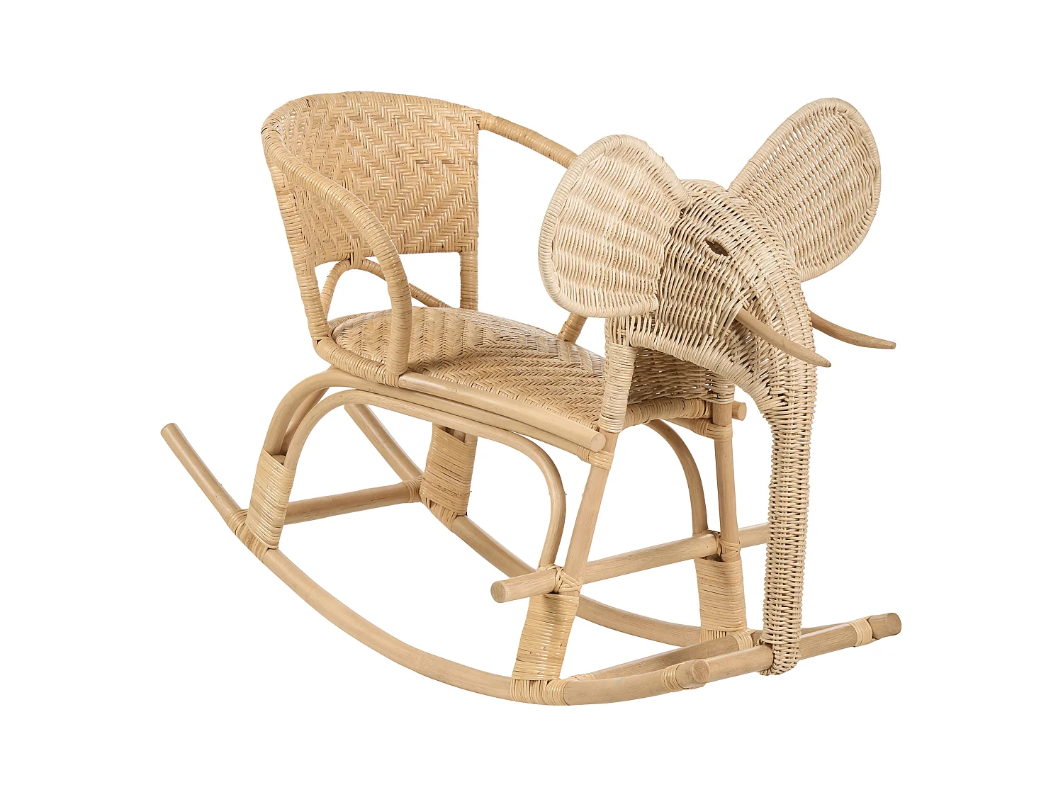 Chaise à bascule pour enfants Éléphant AMPOLLINO Rotin Naturel