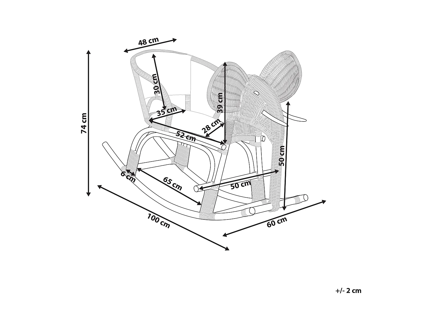 Chaise à bascule pour enfants Éléphant AMPOLLINO Rotin Naturel
