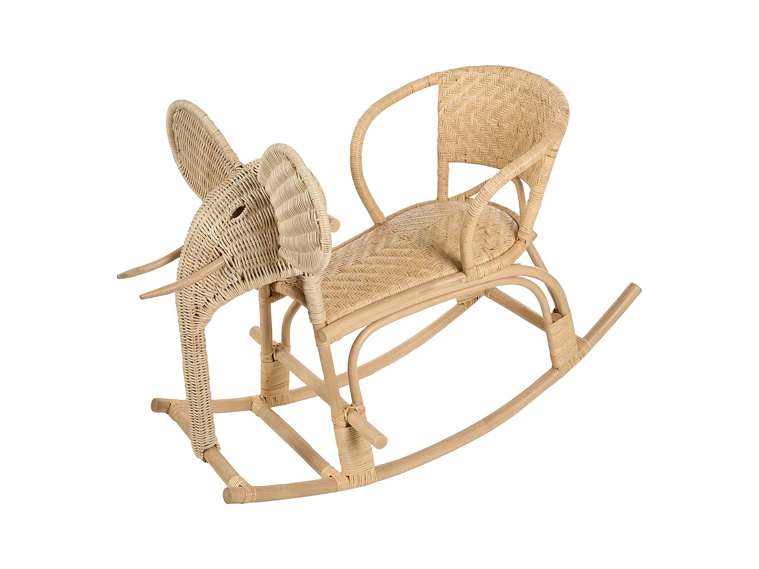 Chaise à bascule pour enfants Éléphant AMPOLLINO Rotin Naturel