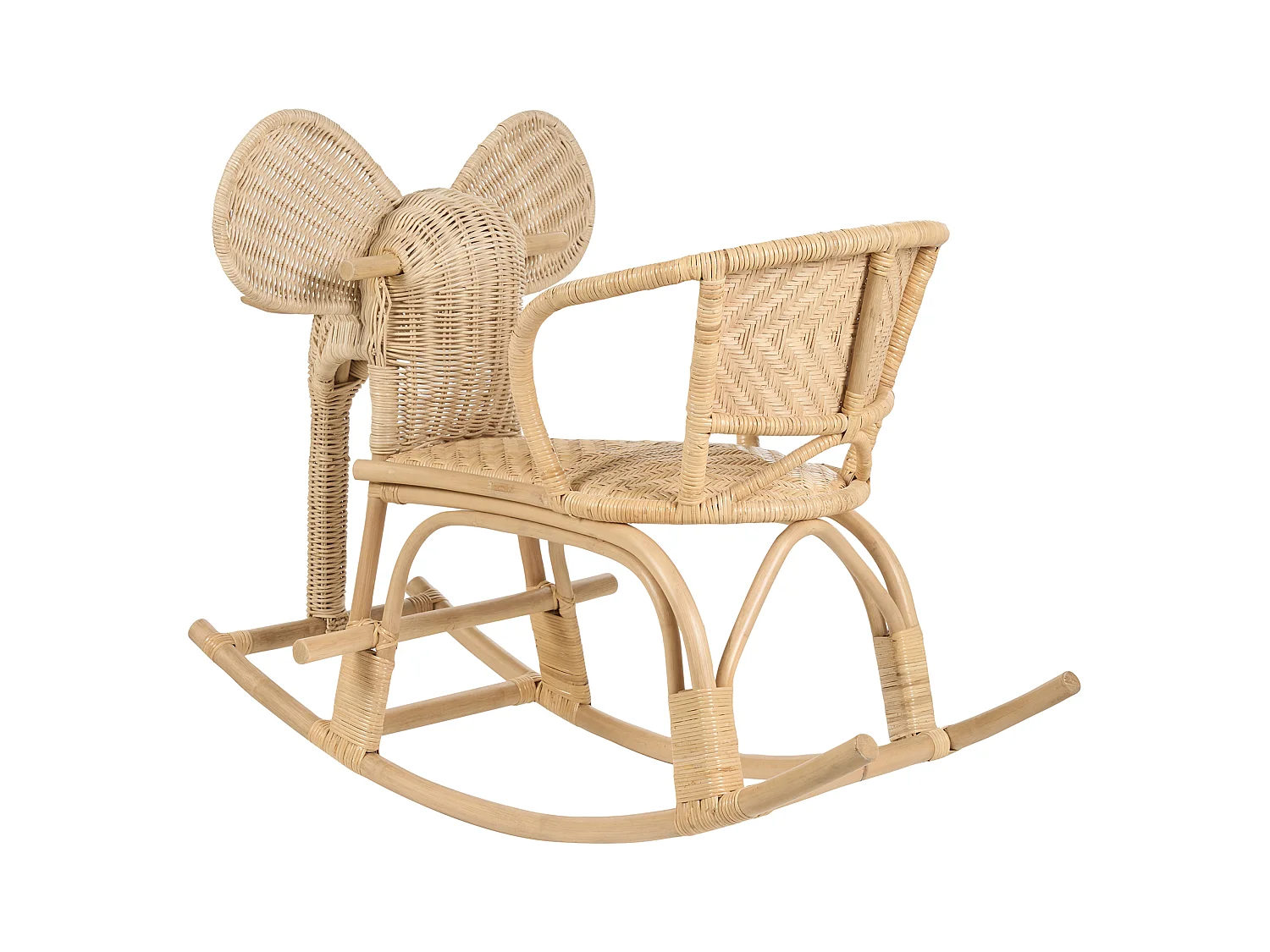 Chaise à bascule pour enfants Éléphant AMPOLLINO Rotin Naturel