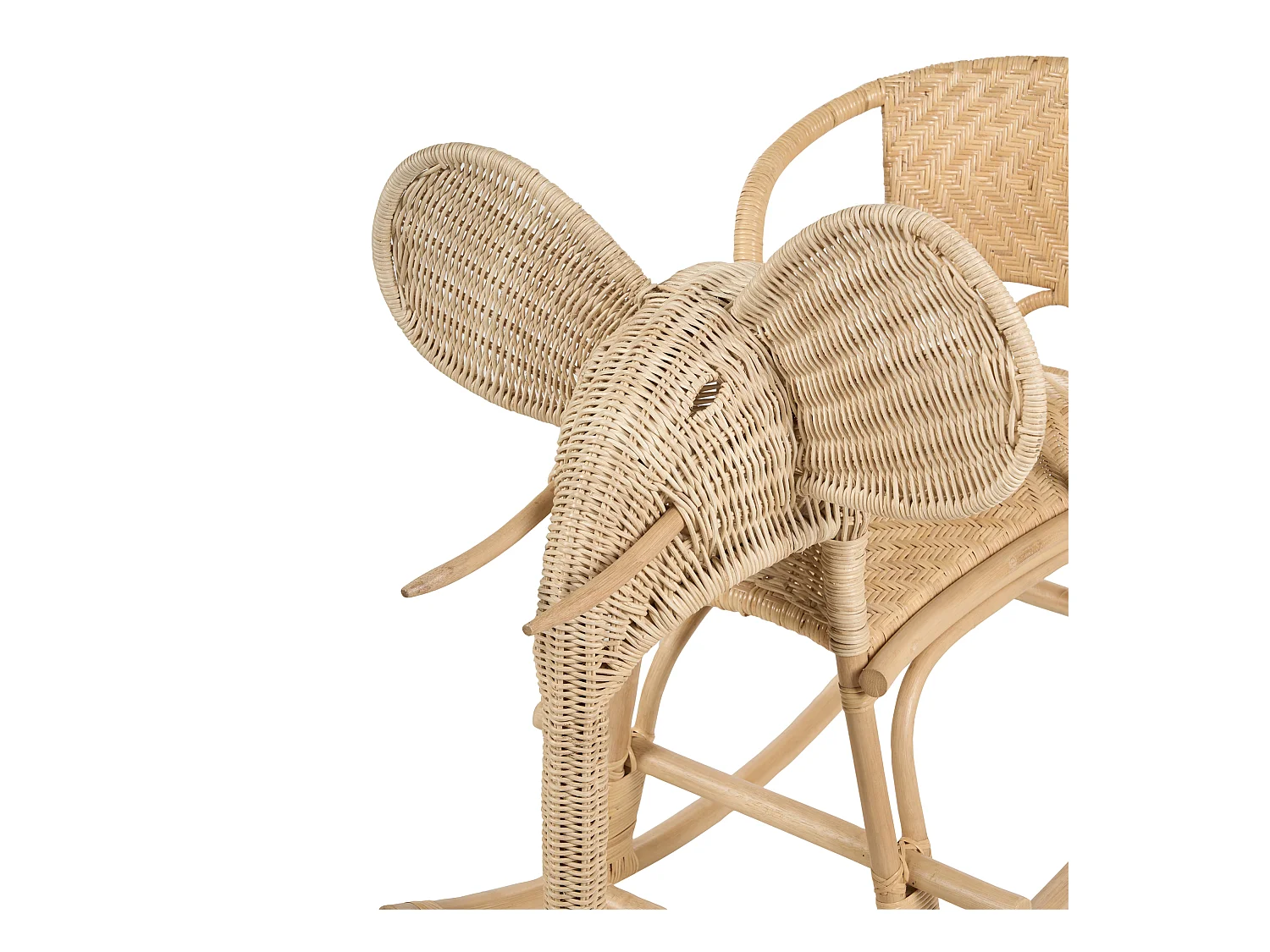 Chaise à bascule pour enfants Éléphant AMPOLLINO Rotin Naturel