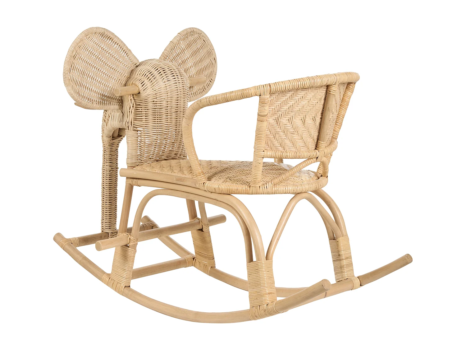 Kinder Schaukeltier Rattan naturfarben Elefantenform AMPOLLINO