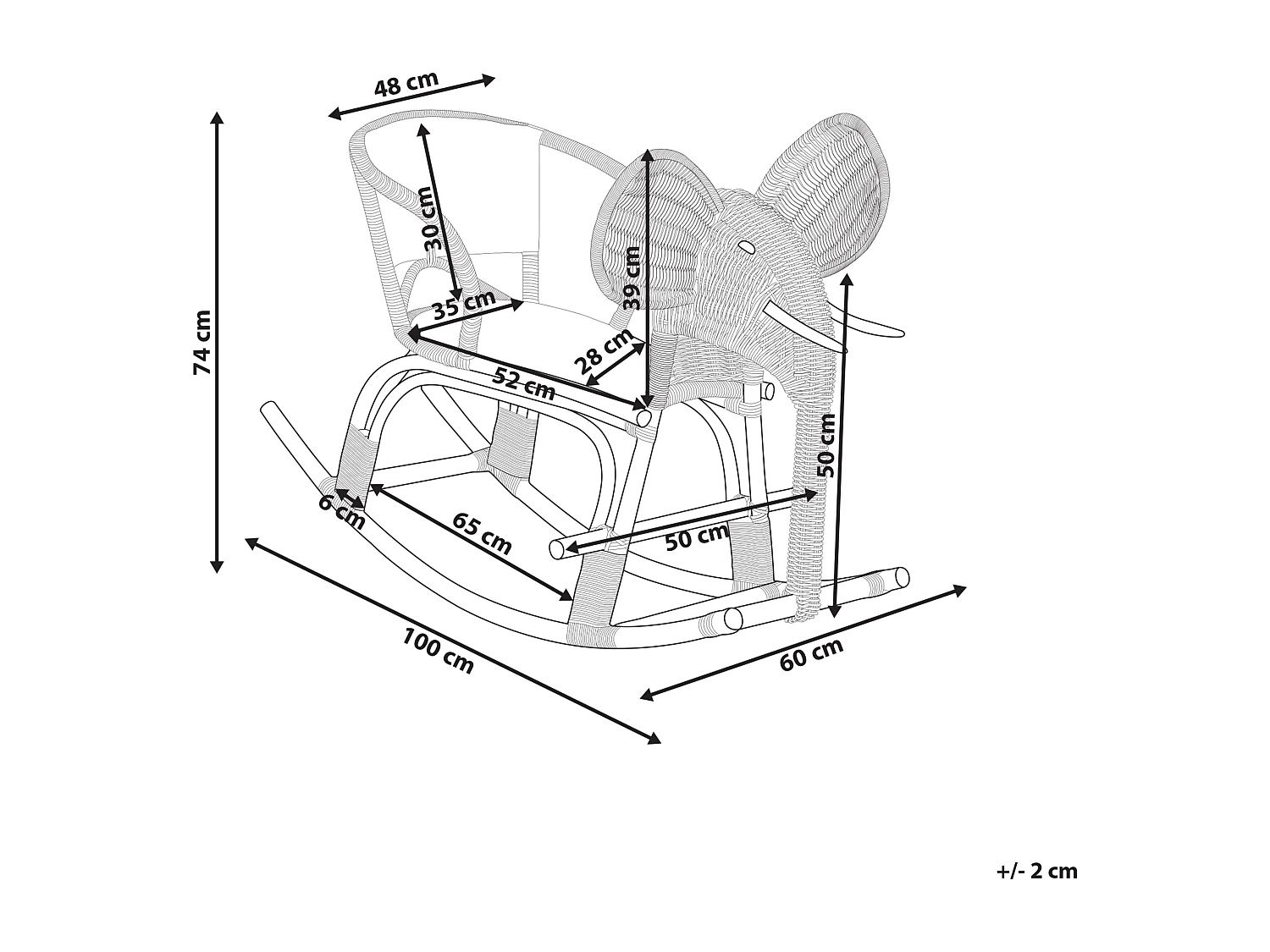 Sedia a dondolo per bambini rattan naturale AMPOLLINO