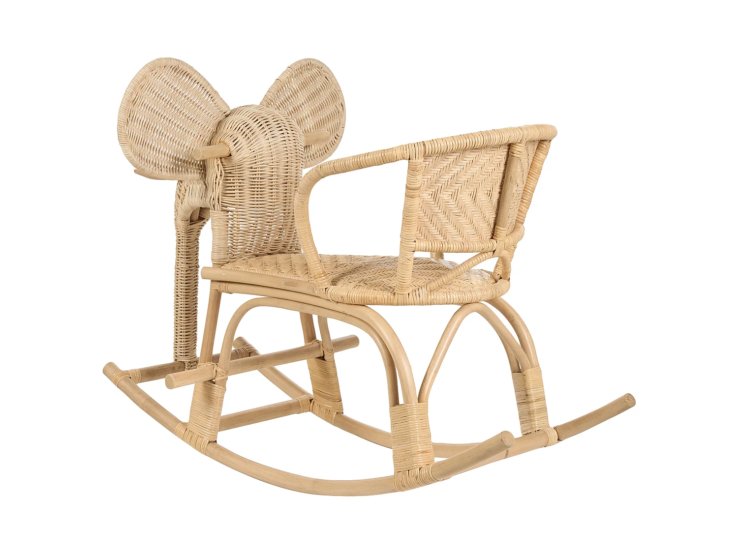 Kids Rocking Chair Elephant AMPOLLINO Rattan Natural