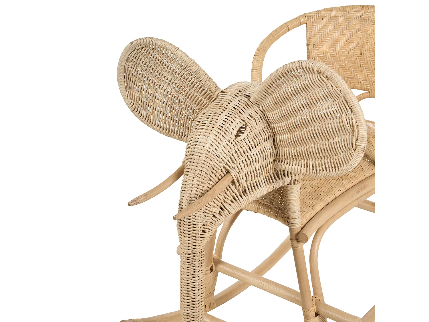 Kids Rocking Chair Elephant AMPOLLINO Rattan Natural