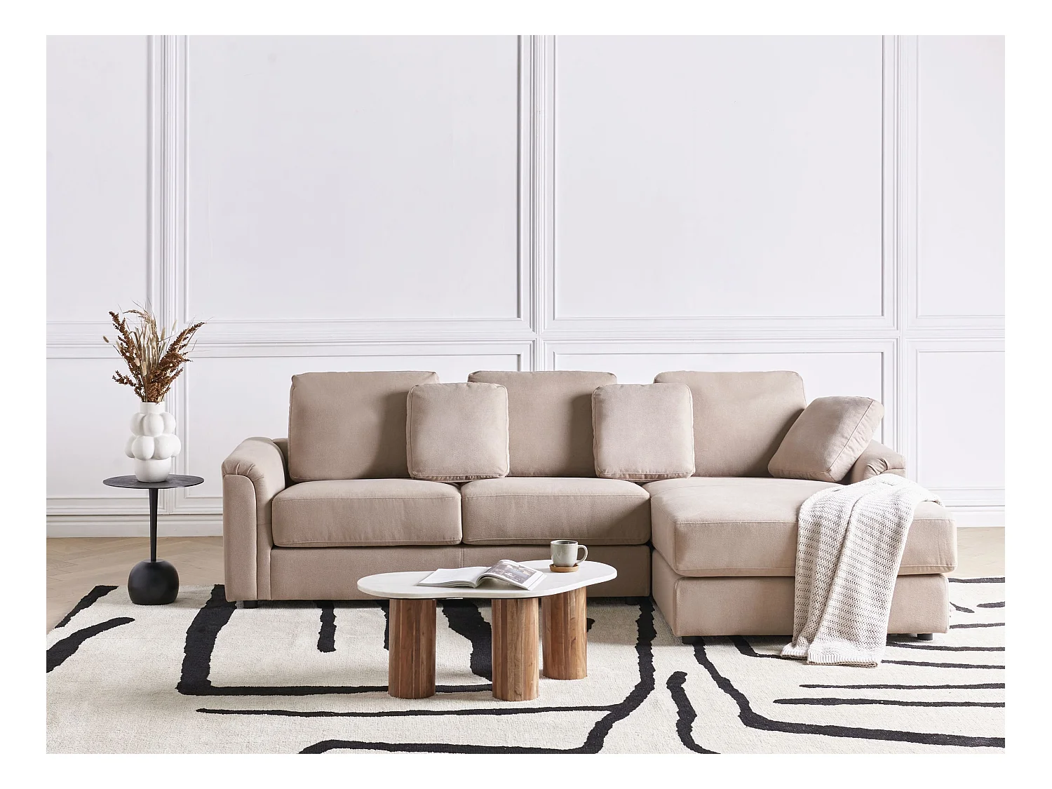 Divano angolare KOHLO Tessuto Tortora 4 posti Lato Sinistro