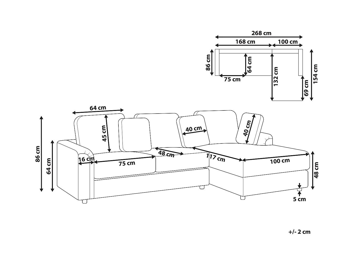 Divano angolare KOHLO Tessuto Tortora 4 posti Lato Sinistro