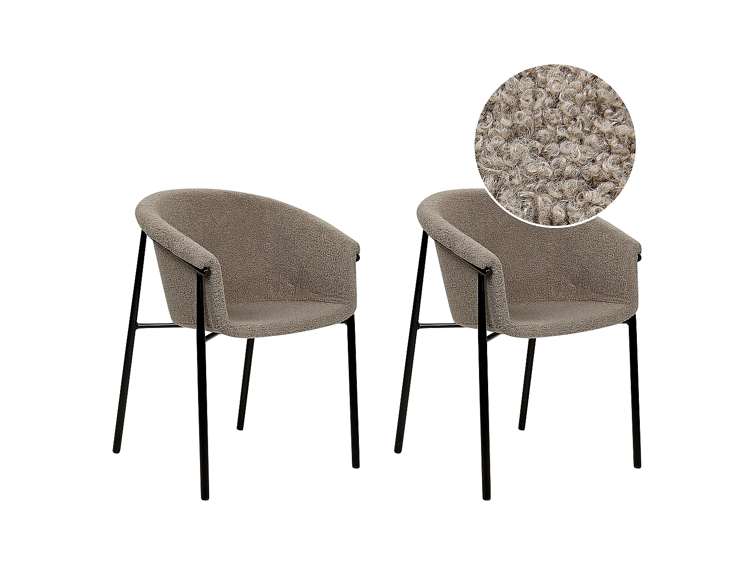 Lot de 2 chaises de salle à manger AMES Bouclé Taupe