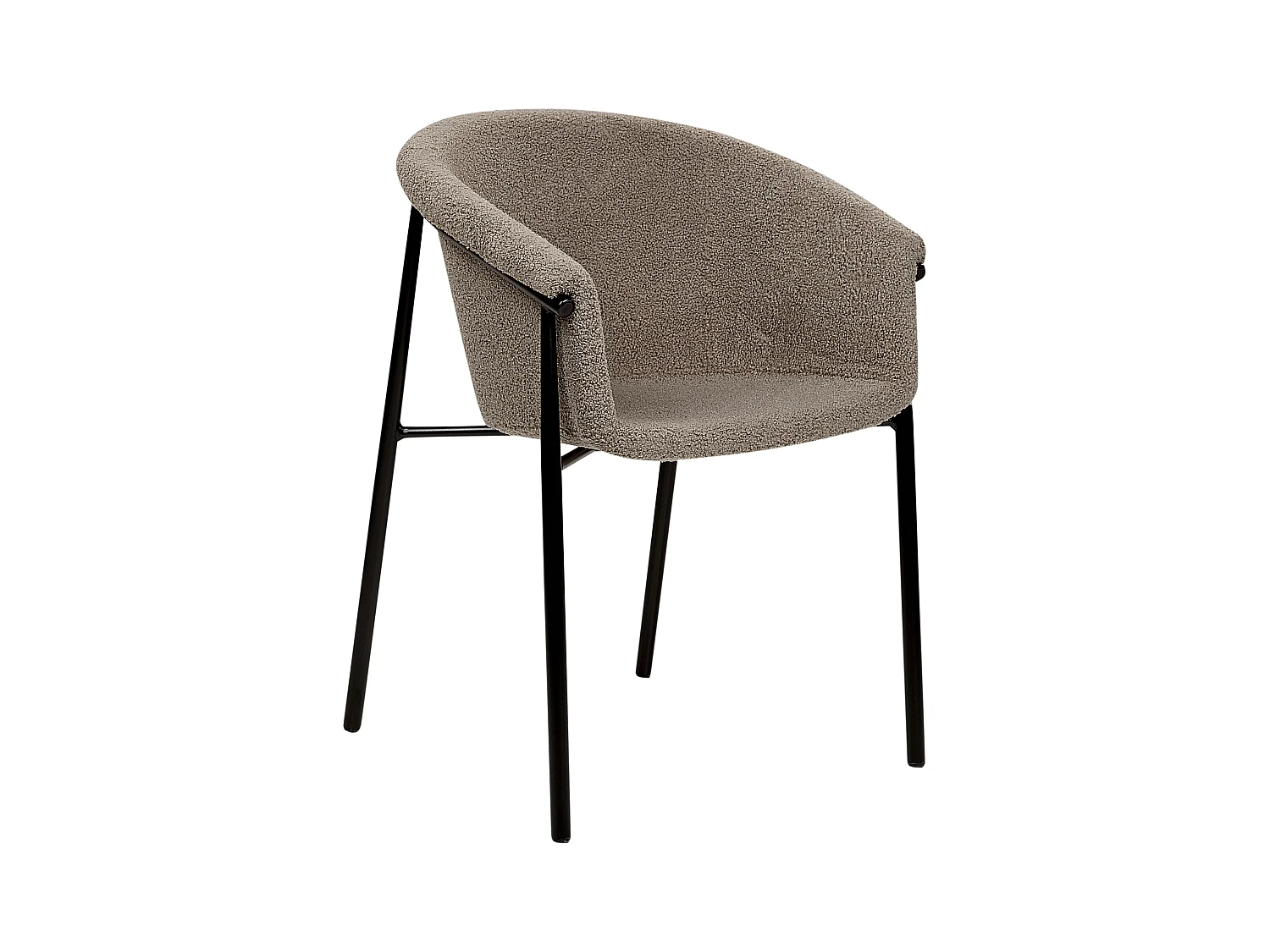 Esszimmerstuhl 2er Set Bouclé beige taupe mit Metallbeinen schwarz modern Ames