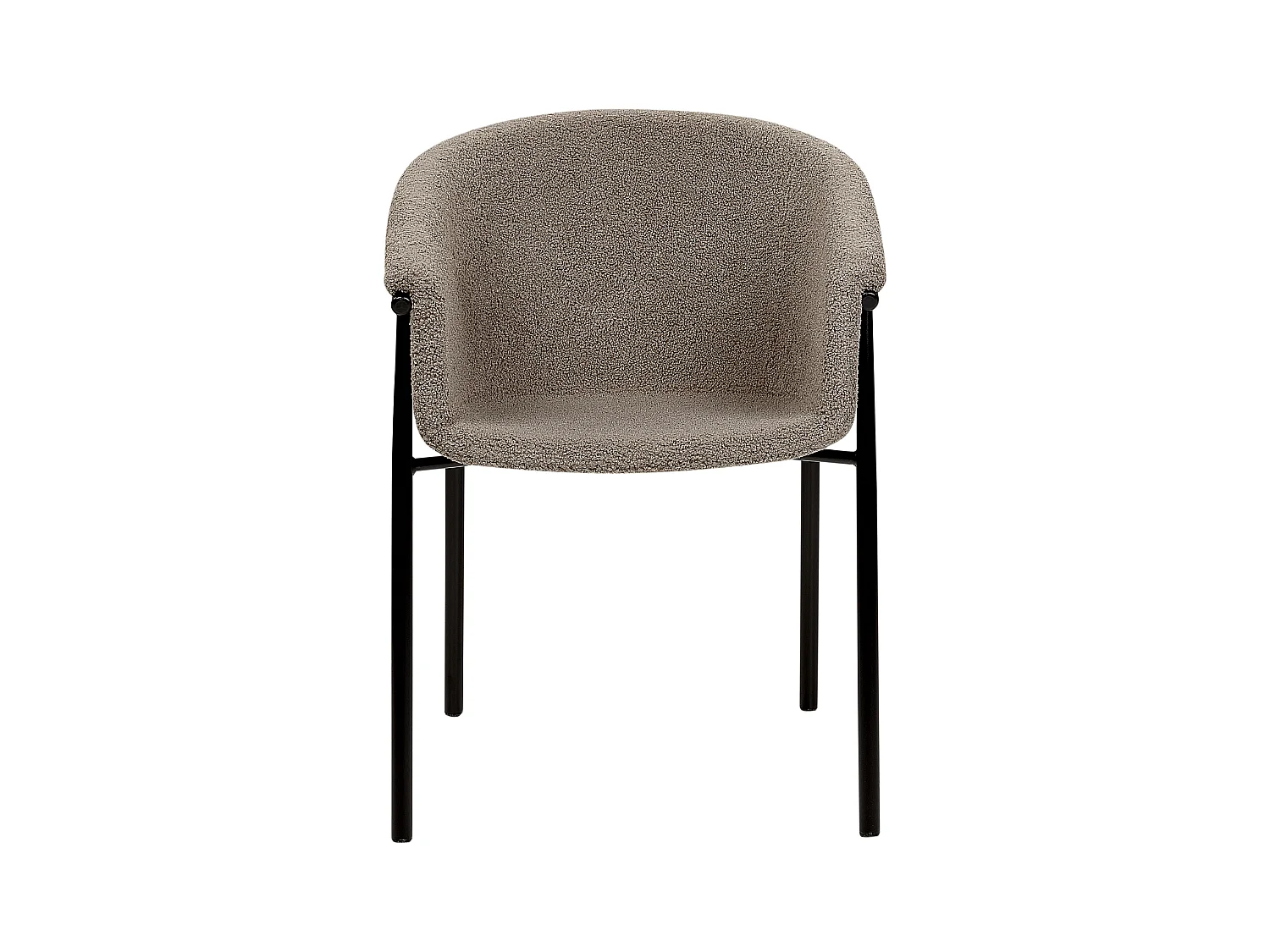 Esszimmerstuhl 2er Set Bouclé beige taupe mit Metallbeinen schwarz modern Ames