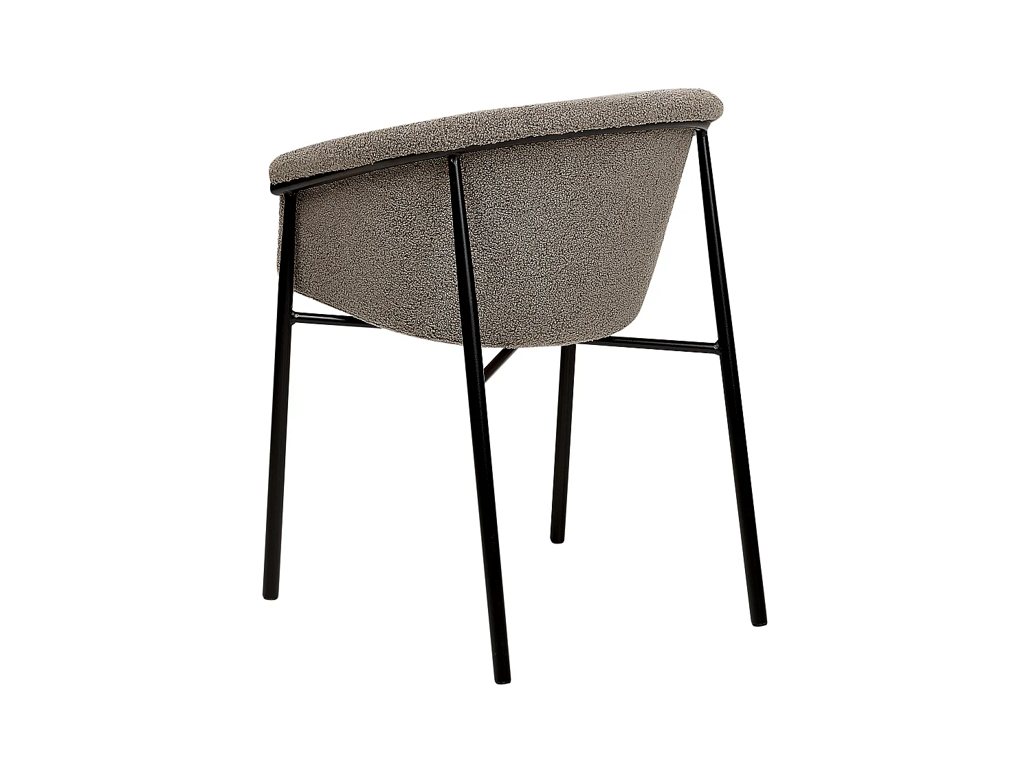 Esszimmerstuhl 2er Set Bouclé beige taupe mit Metallbeinen schwarz modern Ames