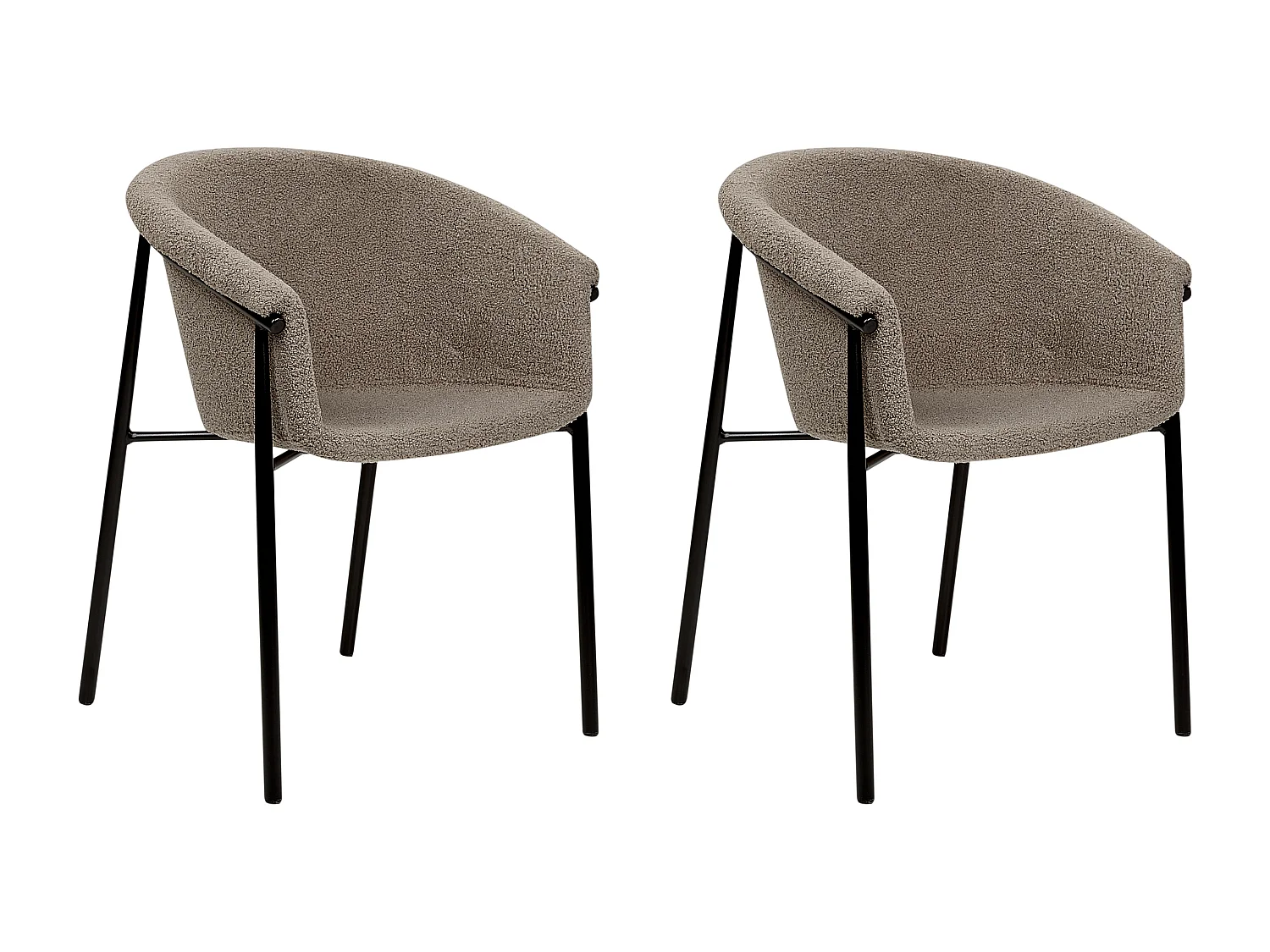 Lot de 2 chaises de salle à manger AMES Bouclé Taupe
