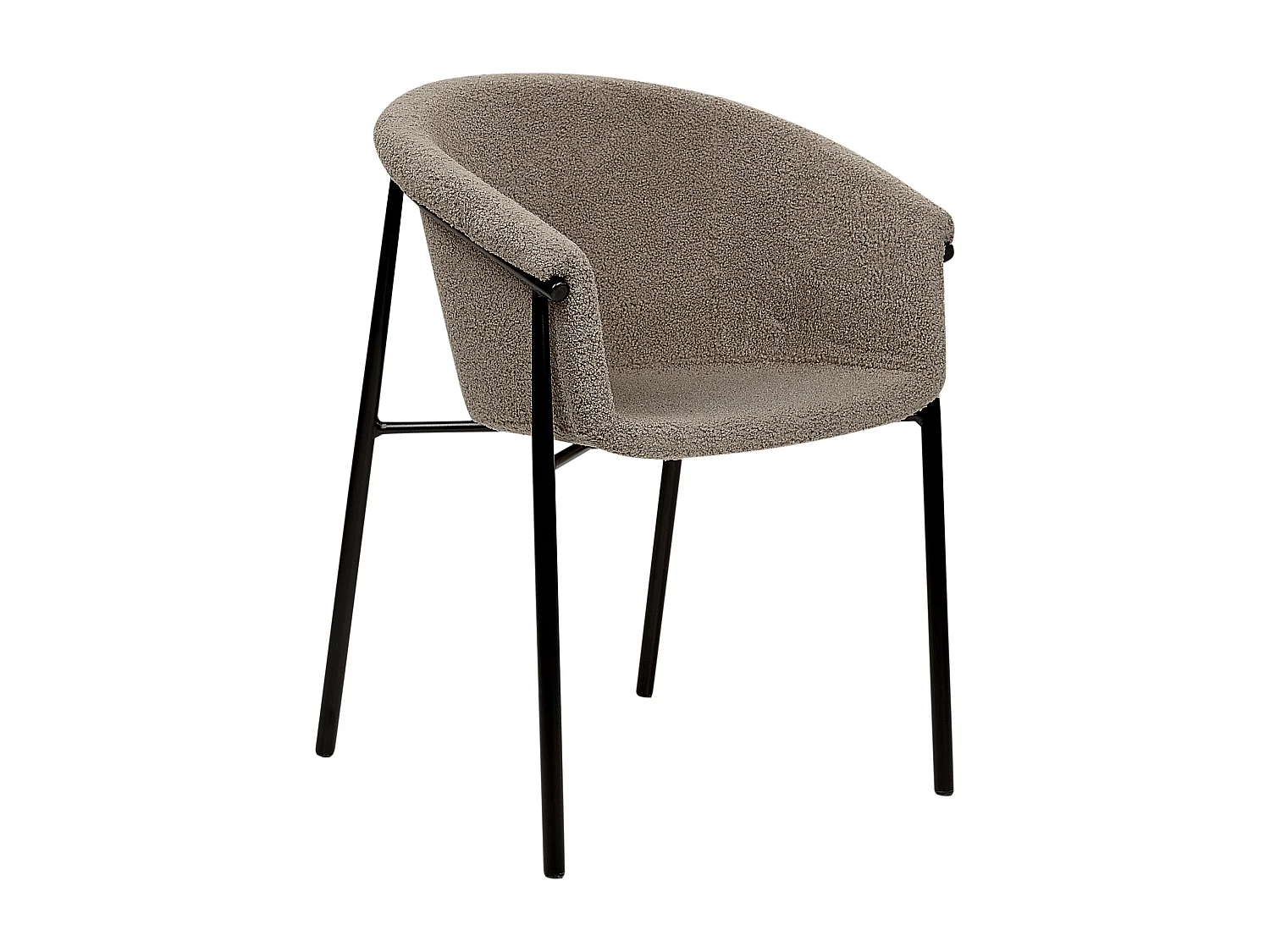 Esszimmerstuhl 2er Set Bouclé beige taupe mit Metallbeinen schwarz modern Ames