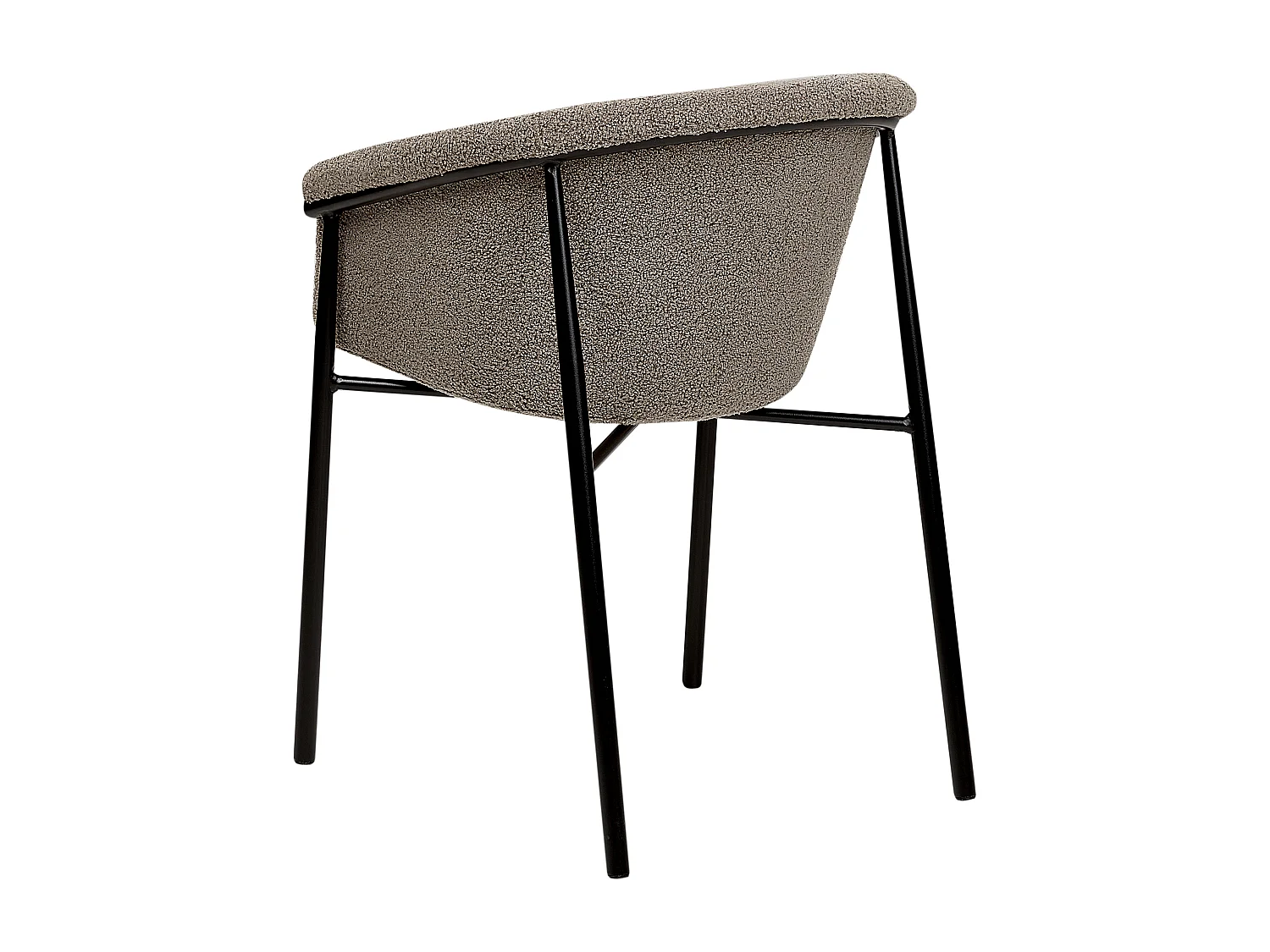 Esszimmerstuhl 2er Set Bouclé beige taupe mit Metallbeinen schwarz modern Ames