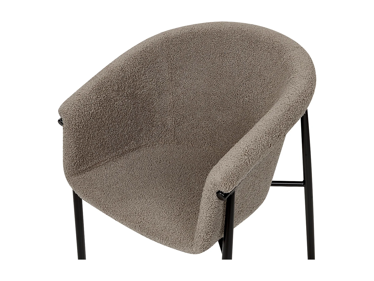 Esszimmerstuhl 2er Set Bouclé beige taupe mit Metallbeinen schwarz modern Ames