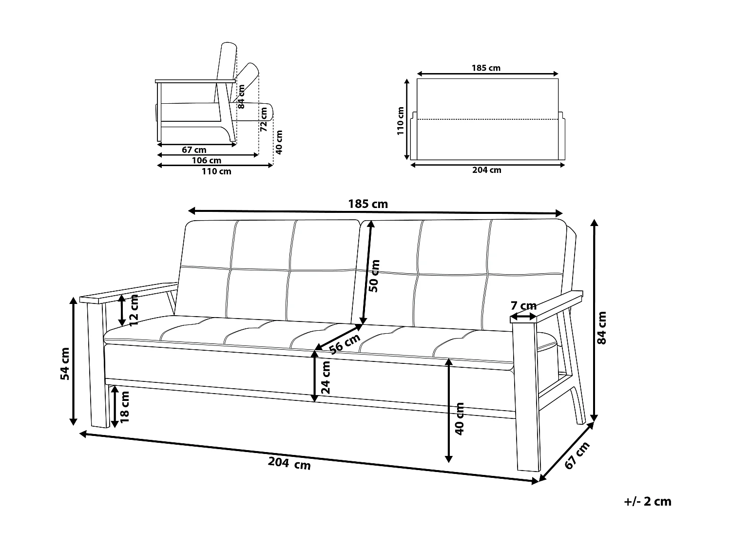 Schlafsofa TJORN Stoff Grau 3-Sitzer