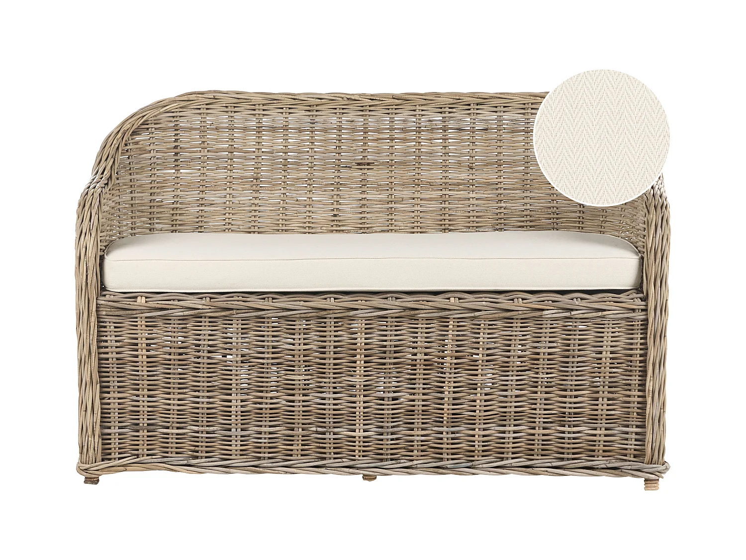 2-Sitzer Gartensofa mit Armlehnen Rattan naturfarben Auflagen beige Boho Susua