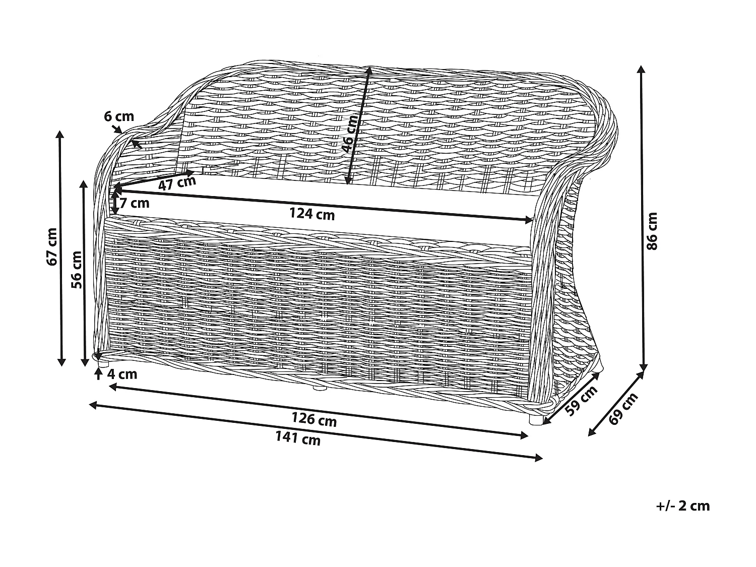 Sofa ogrodowa dla 2 osób SUSUA Rattan Naturalny