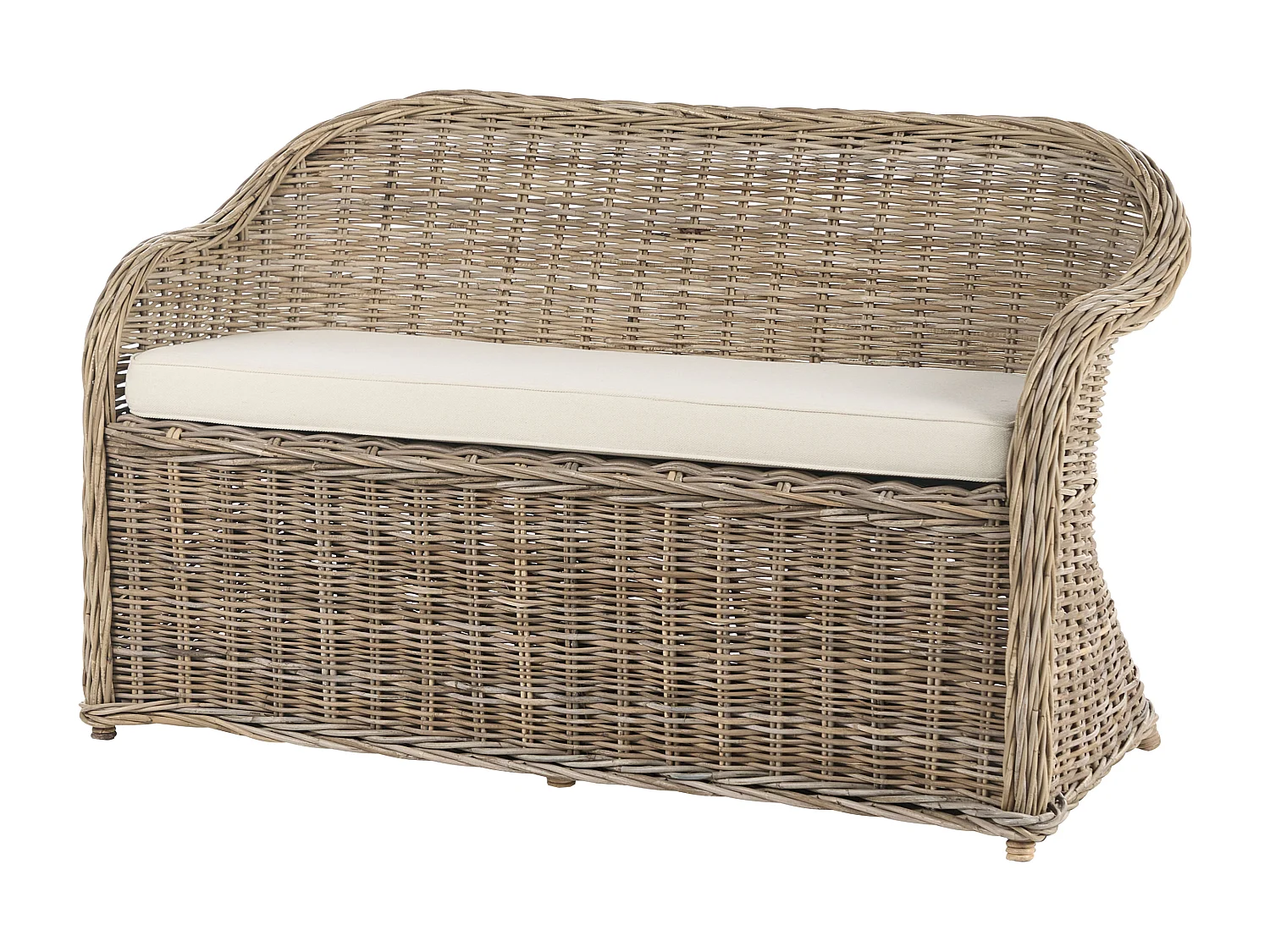 2-Sitzer Gartensofa mit Armlehnen Rattan naturfarben Auflagen beige Boho Susua