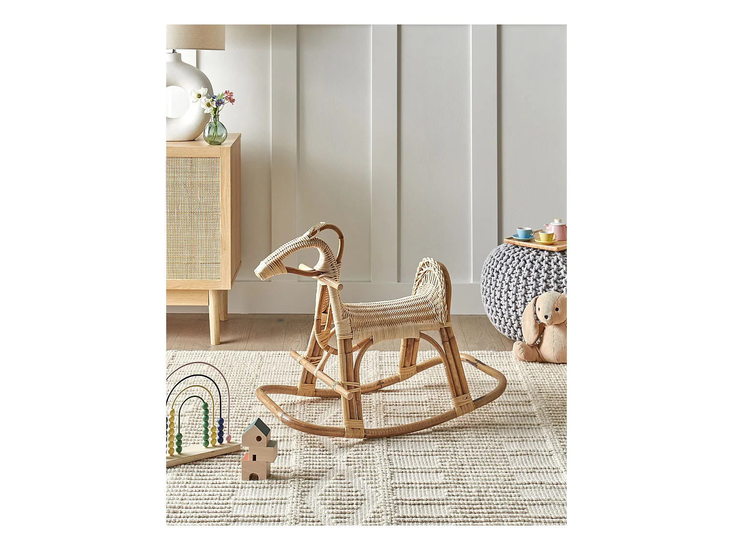 Chaise à bascule pour enfants Cheval ARILLAS Rotin Naturel