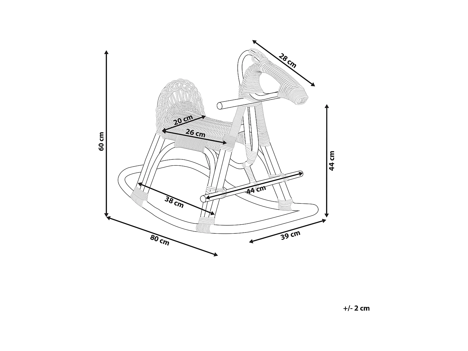 Chaise à bascule pour enfants Cheval ARILLAS Rotin Naturel
