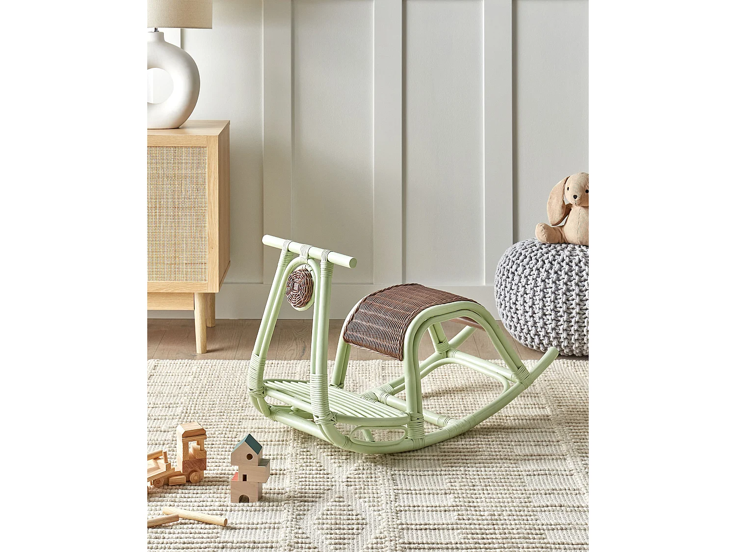 Chaise à bascule pour enfants ASPRIA Rotin Vert clair