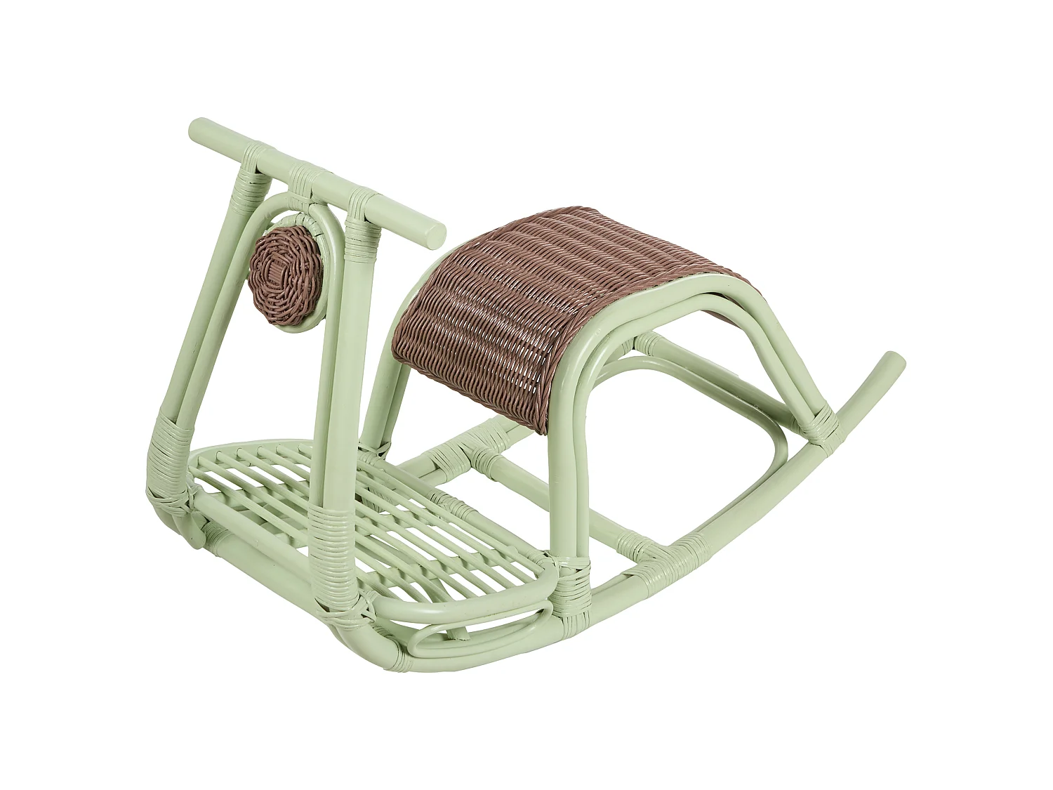Chaise à bascule pour enfant en rotin vert clair ASPRIA
