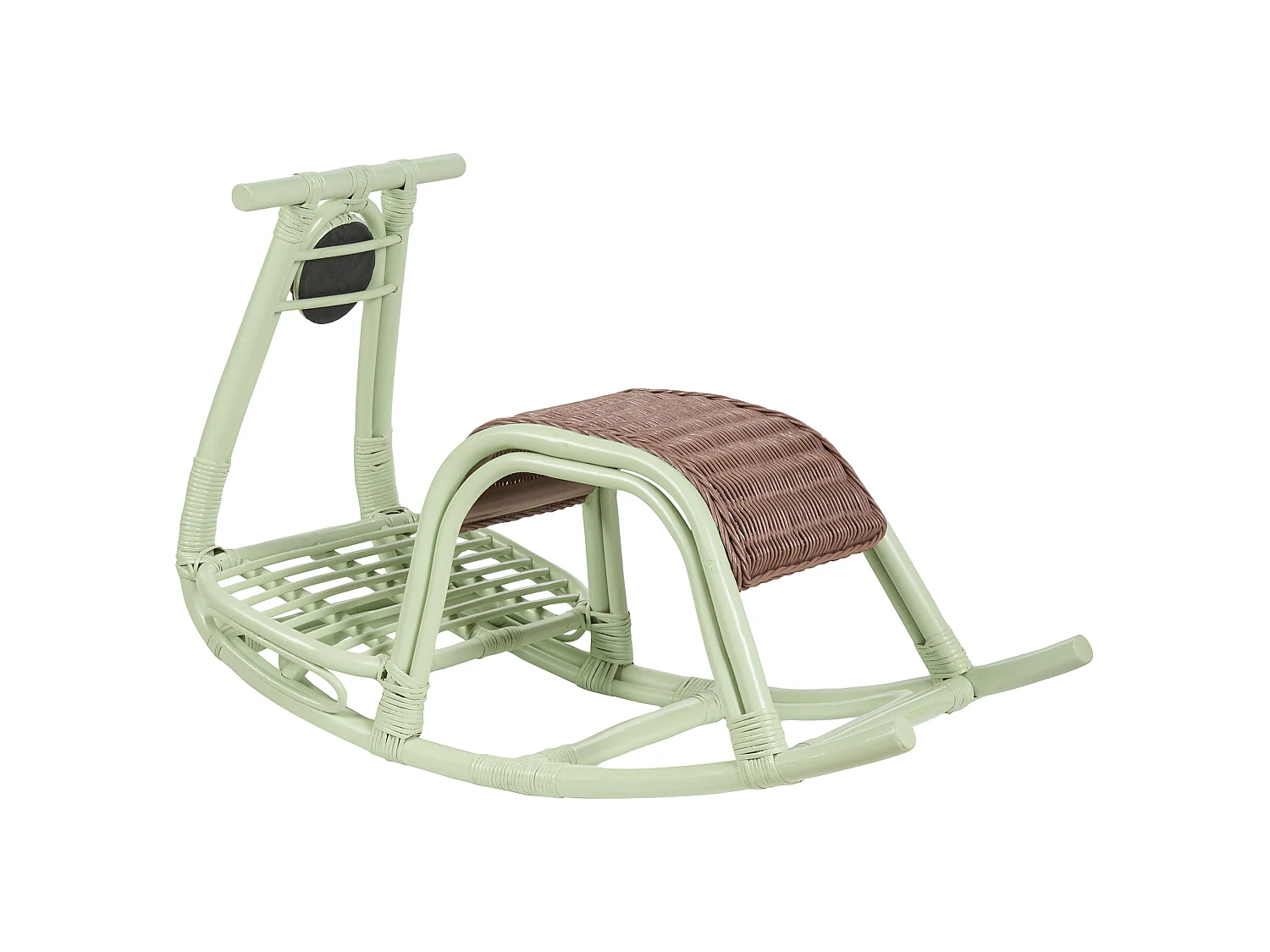 Chaise à bascule pour enfant en rotin vert clair ASPRIA