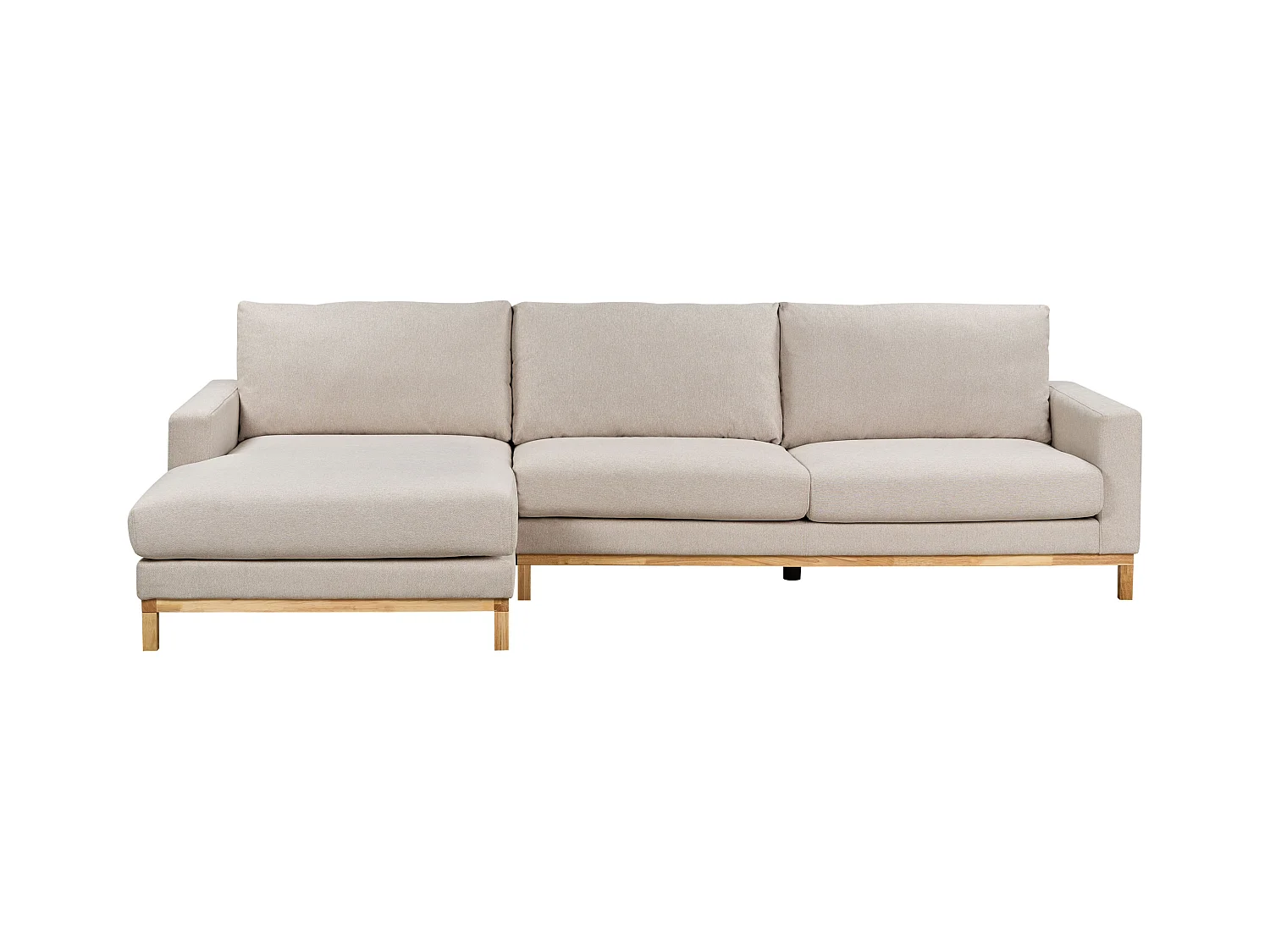 Canapé d'Angle à gauche en Tissu Pieds en Bois Beige Siggard