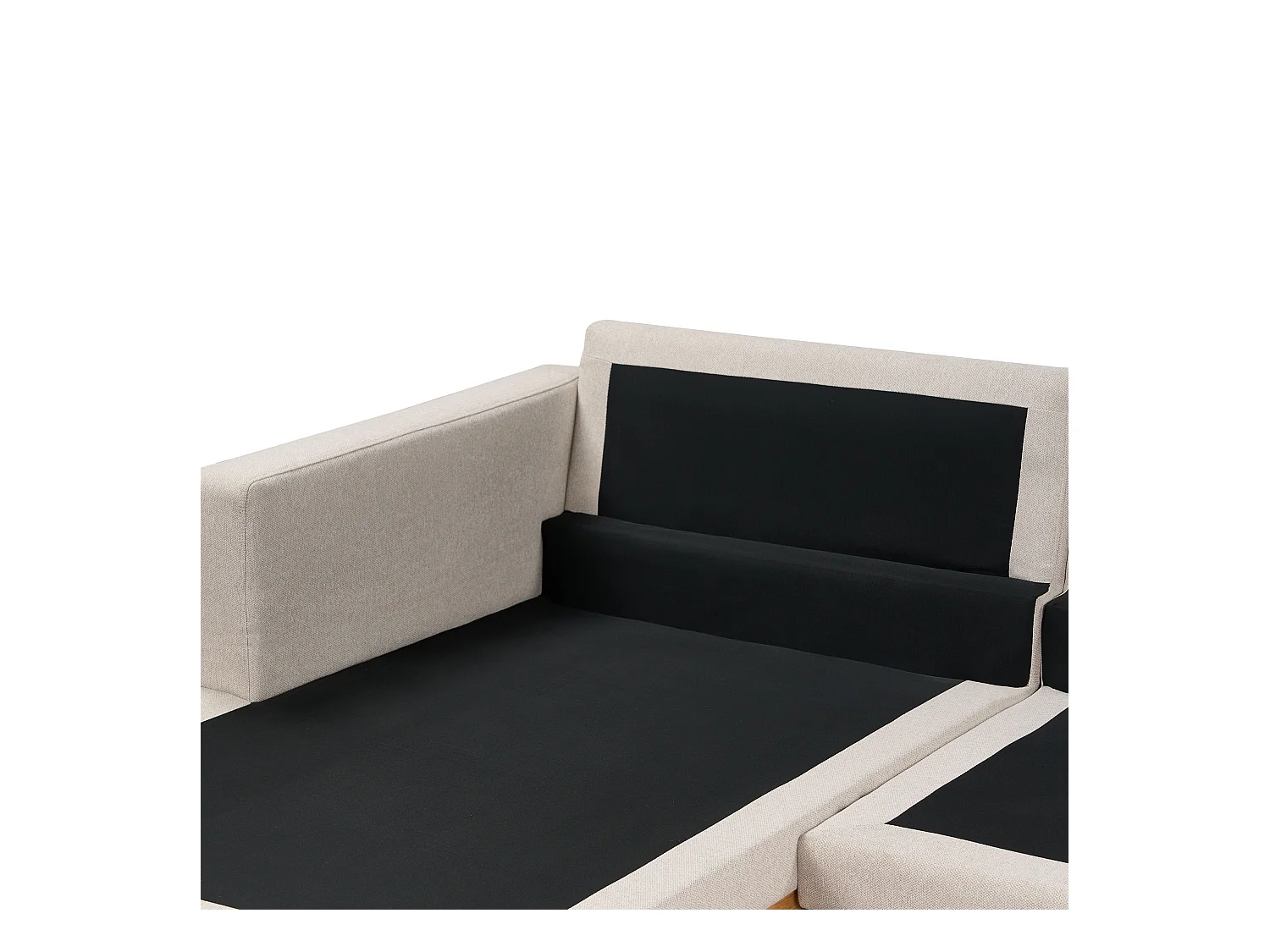 Canapé d'Angle à gauche en Tissu Pieds en Bois Beige Siggard
