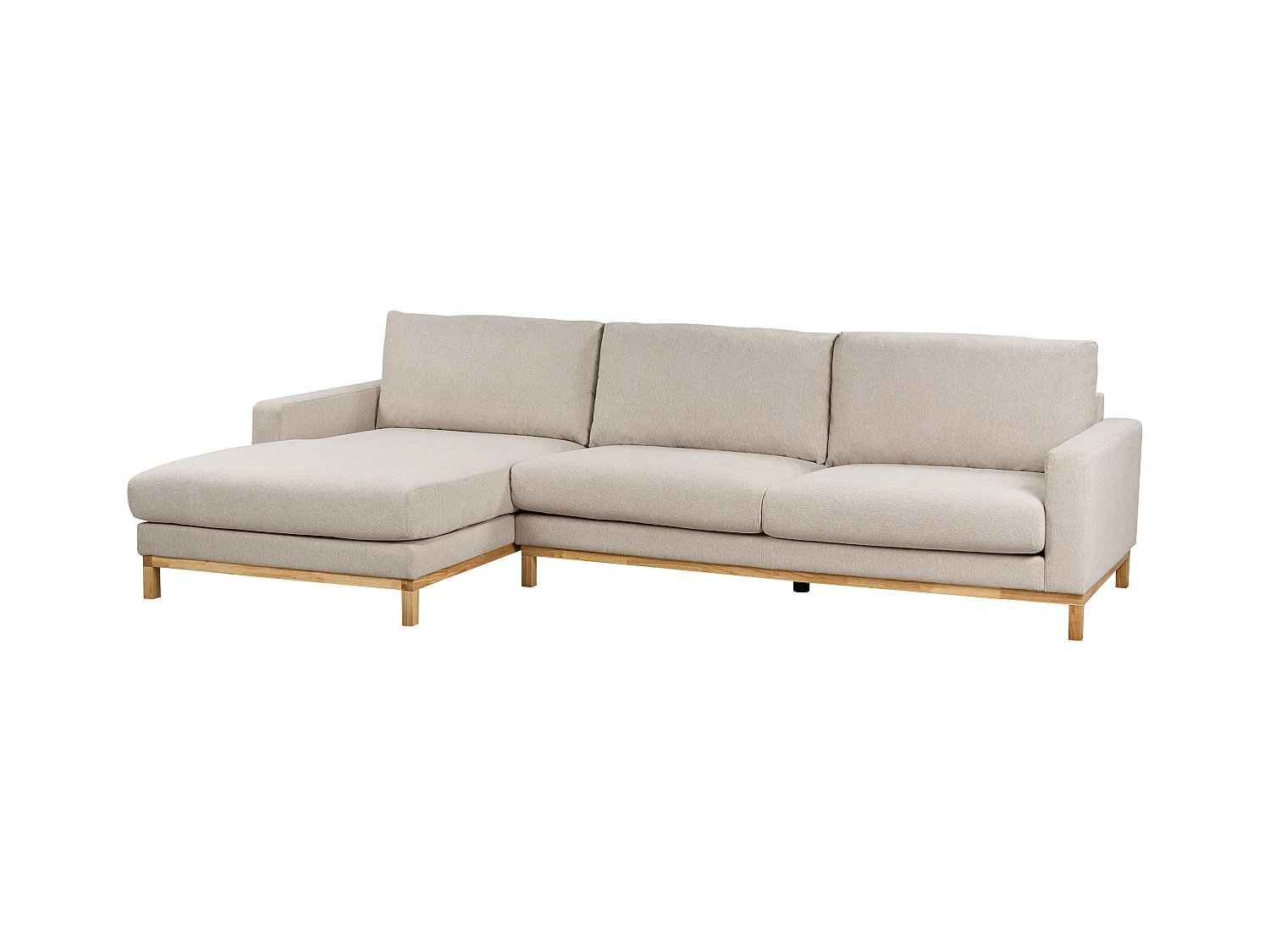 Canapé d'Angle à gauche en Tissu Pieds en Bois Beige Siggard