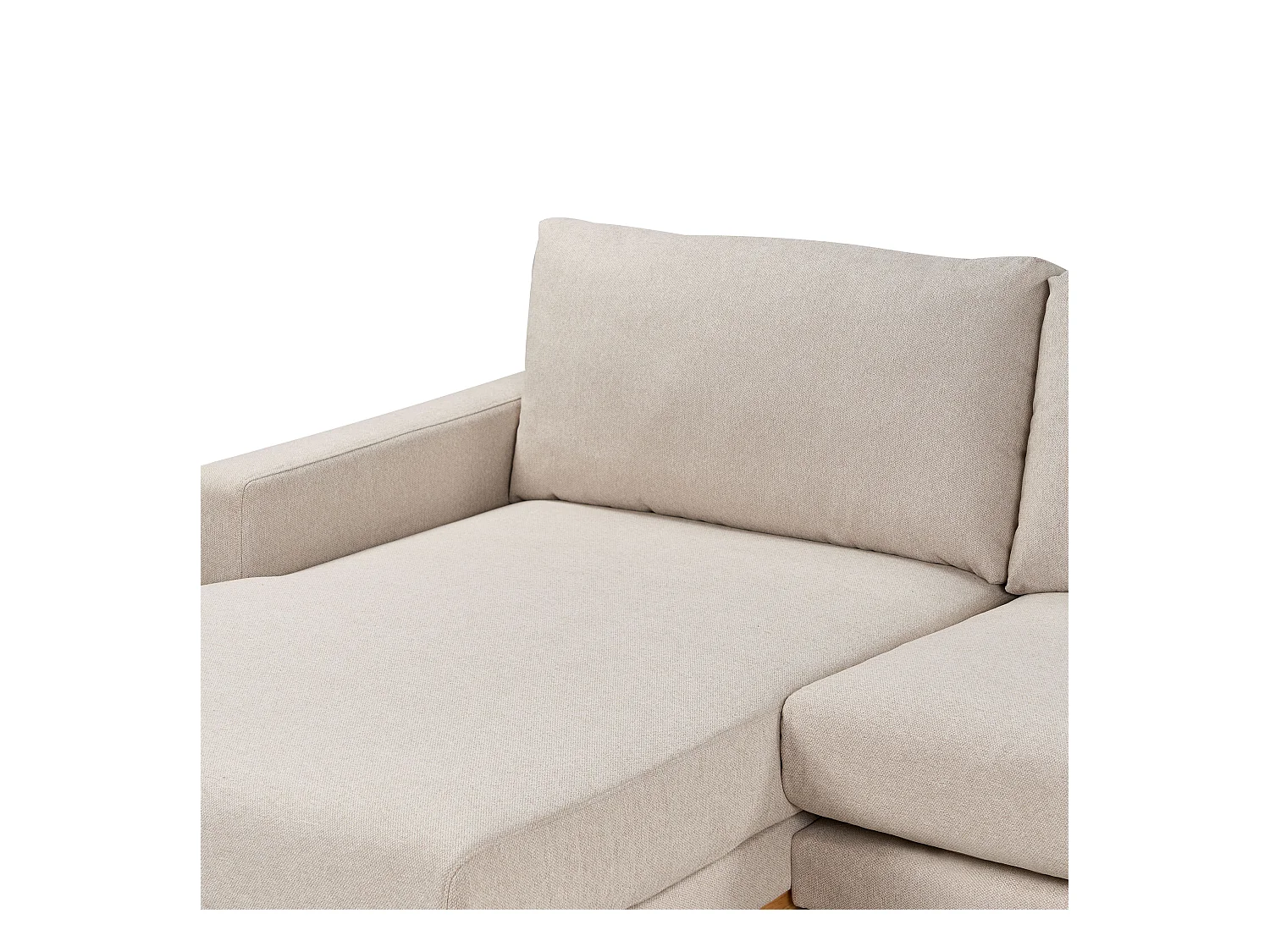 Canapé d'Angle à gauche en Tissu Pieds en Bois Beige Siggard