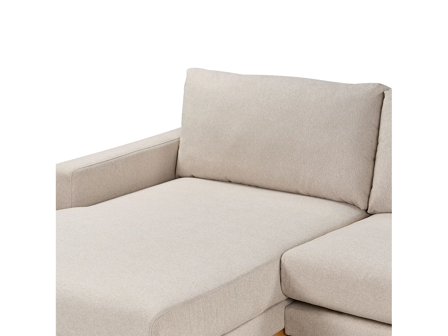 4-Sitzer Ecksofa Stoffbezug Beige rechts mit Sitzkissen Holzbeinen Siggard