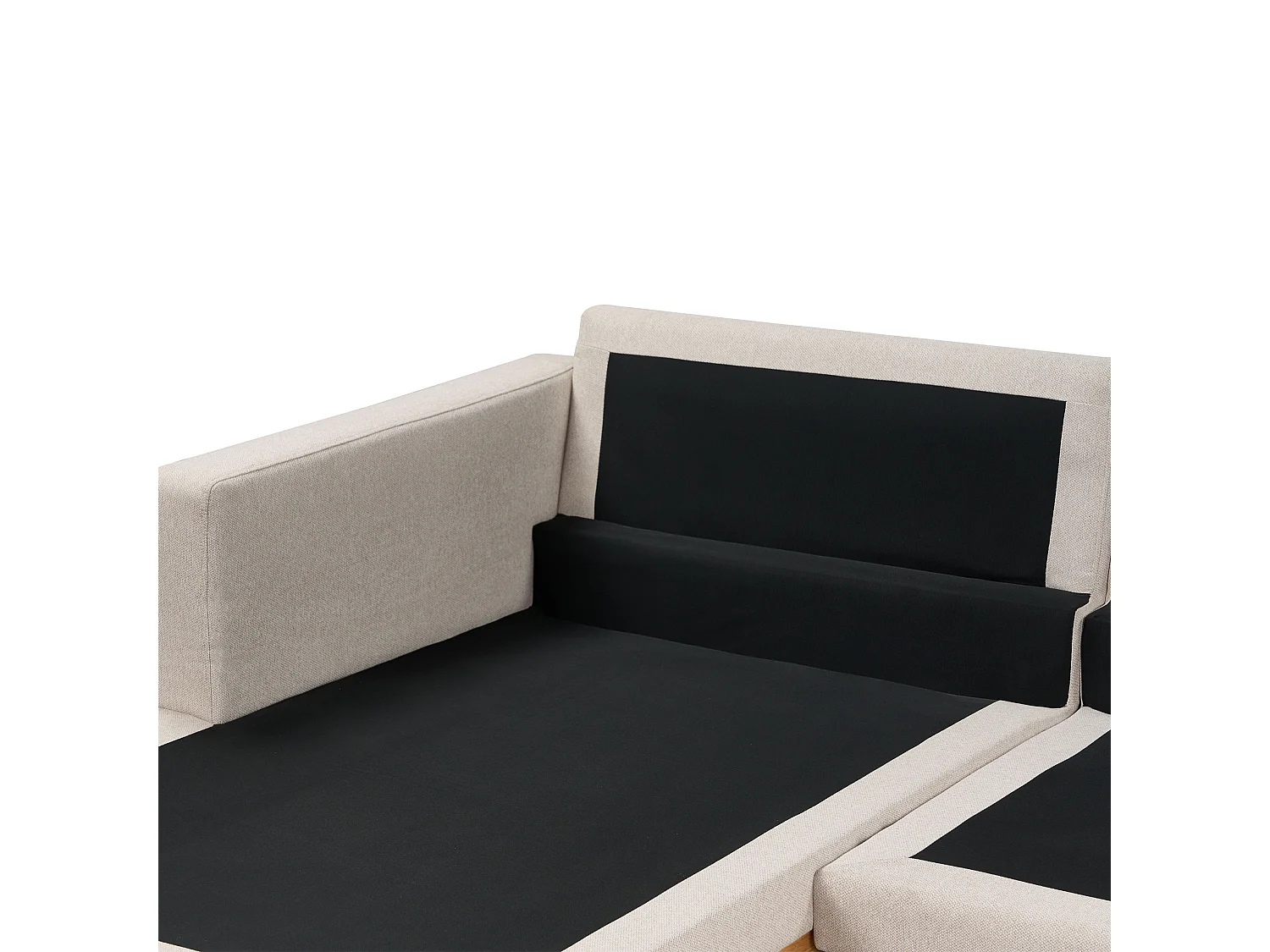 4-Sitzer Ecksofa Stoffbezug Beige rechts mit Sitzkissen Holzbeinen Siggard