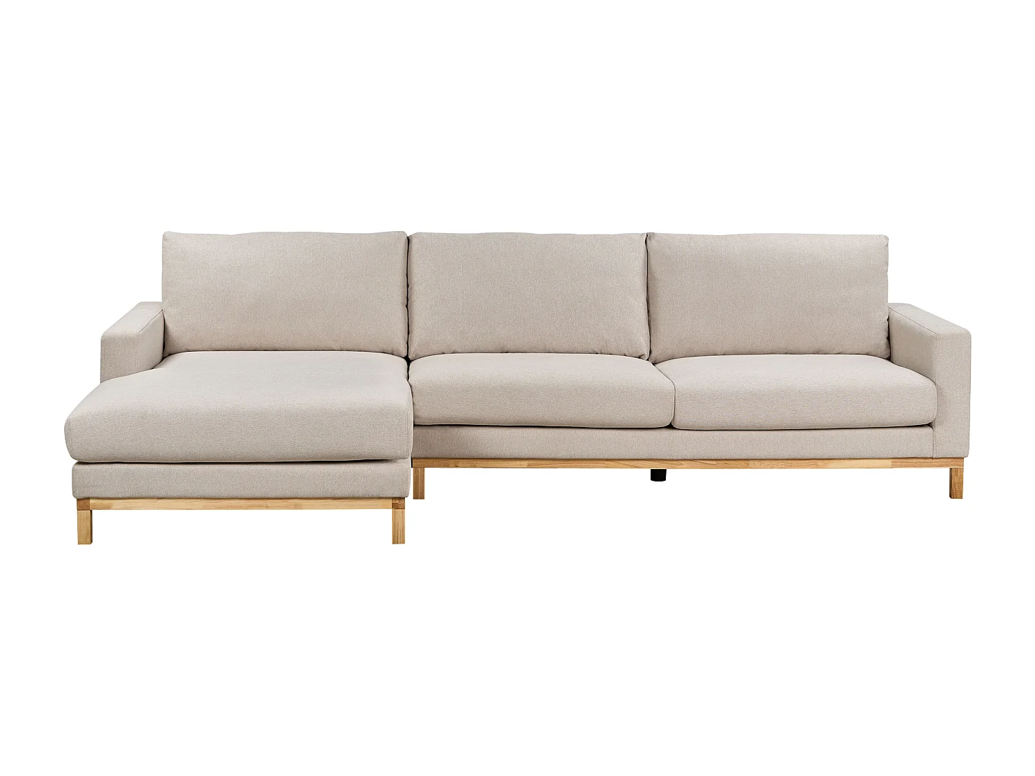 Canapé d'Angle à Droite en Tissu Pieds en Bois Beige Siggard