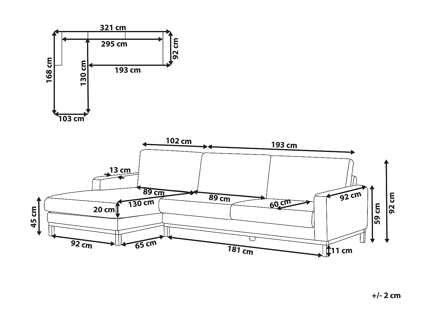 Canapé d'Angle à Droite en Tissu Pieds en Bois Beige Siggard