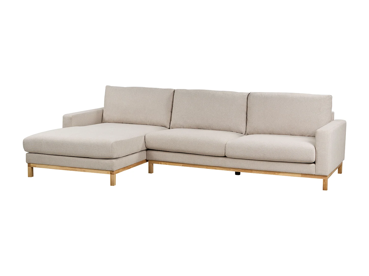 Canapé d'Angle à Droite en Tissu Pieds en Bois Beige Siggard