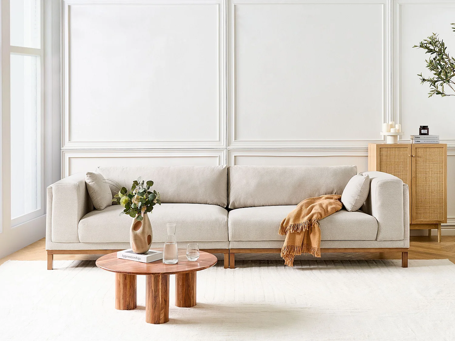 Canapé VENG Tissu Beige 4 places