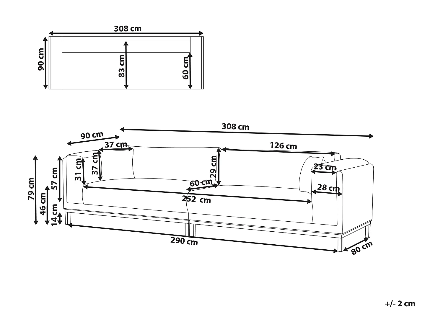 Sofa VENG Beżowy dla 4 osób