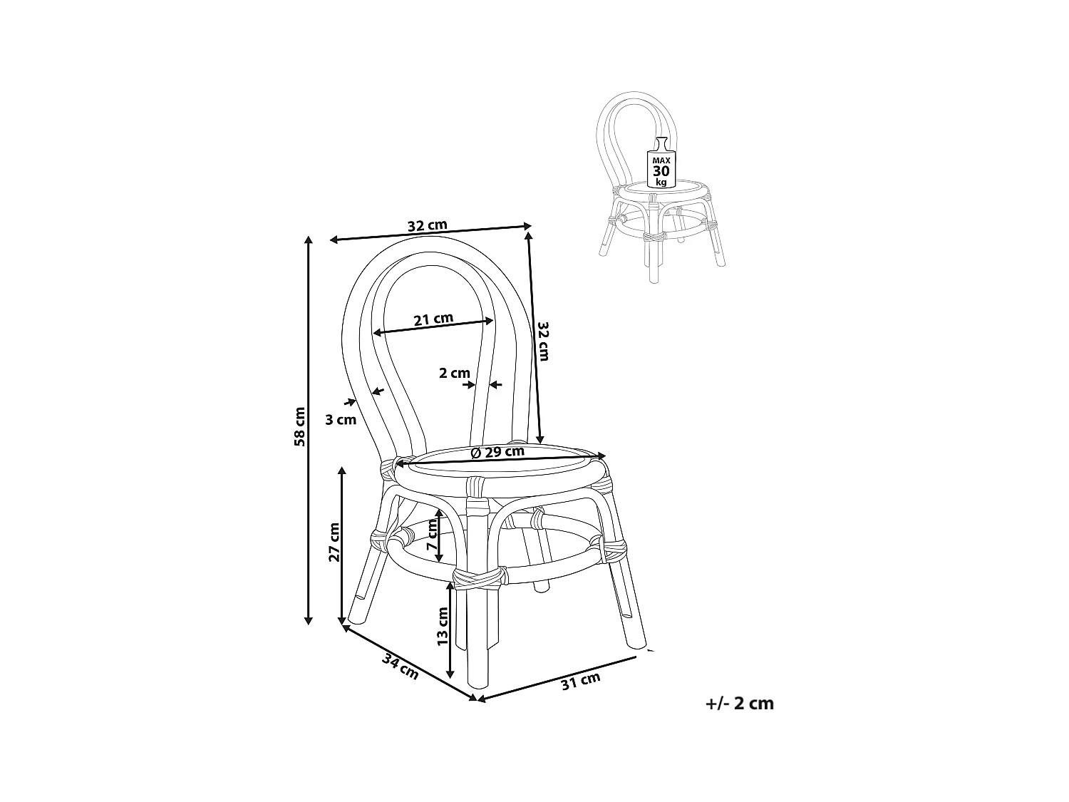 Chaise pour enfant KALIVIA Rotin Rose