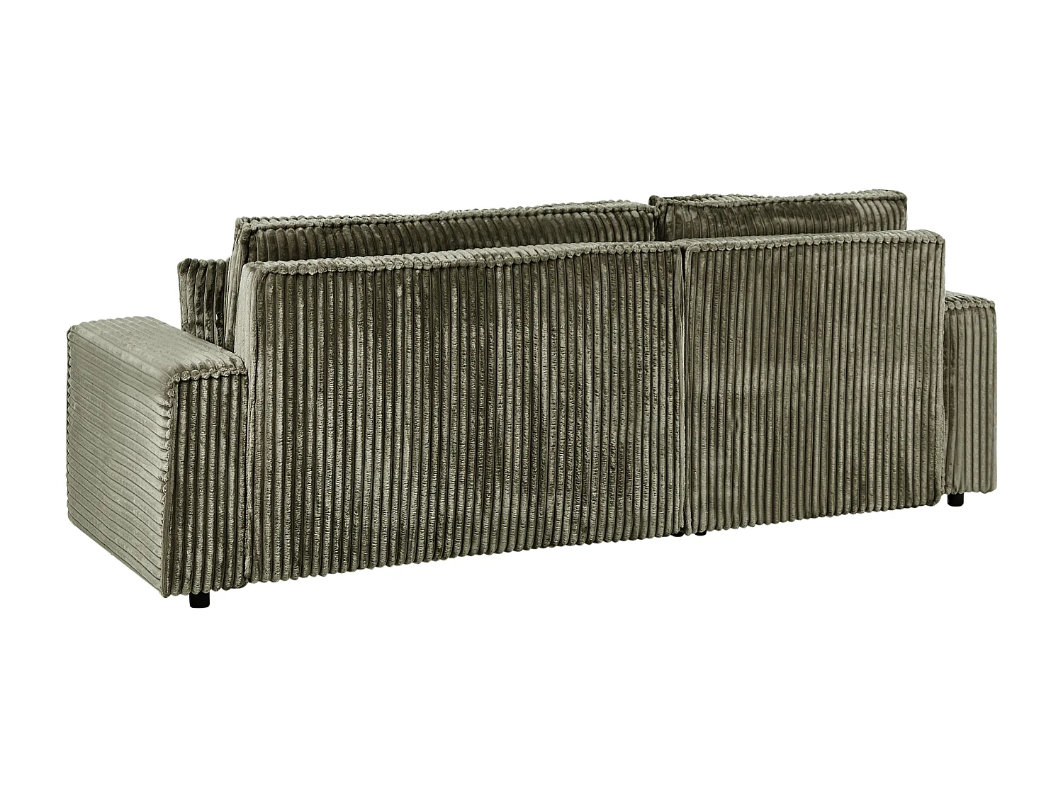 2-Sitzer Ecksofa Cord grün L-Form mit Schlaffunktion Chaiselongue rechts Abacka