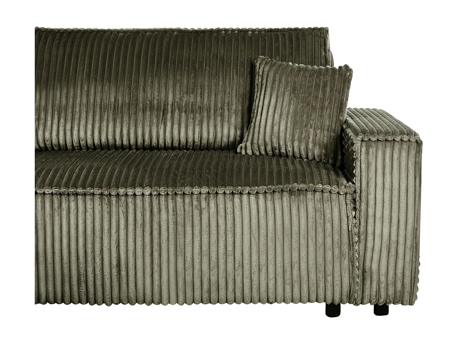 2-Sitzer Ecksofa Cord grün L-Form mit Schlaffunktion Chaiselongue rechts Abacka